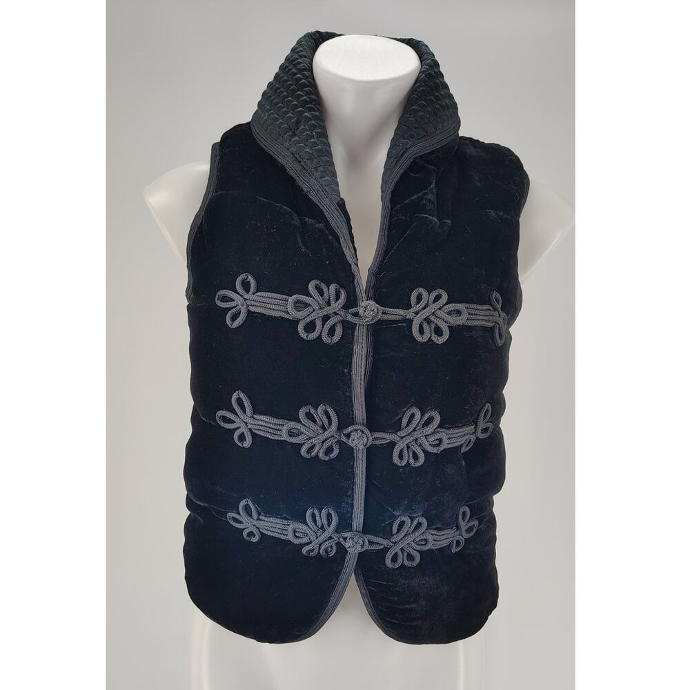 Denim & Supply Ralph Lauren Black Velvet Frog Closure Vest XS Military